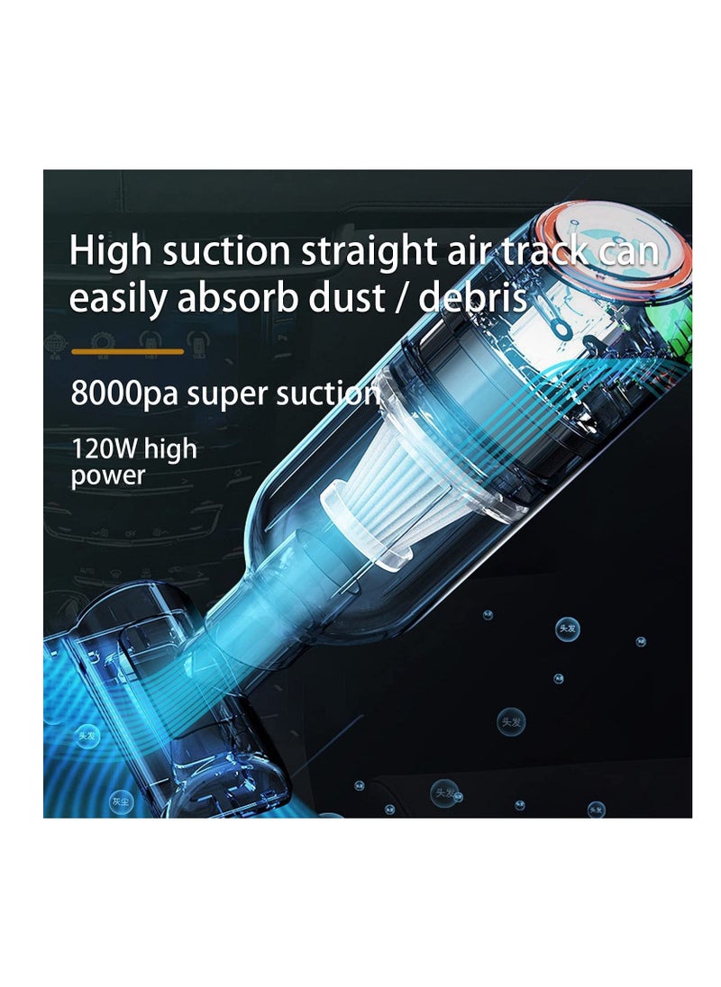 2 in 1 Handheld Cordless Wireless Vacuum Cleaner, 8000PA Super Suction Vacuum Cleaner, Rechargeable, Portable Lightweight Dry and Wet For Car, Pets, Home and Office.