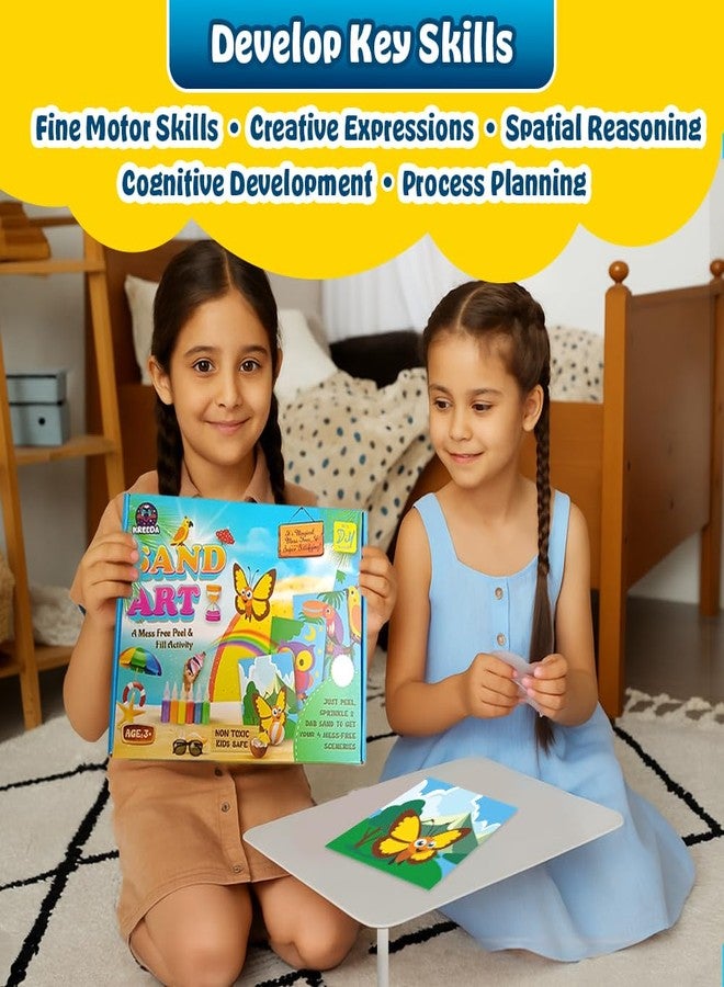 KREEDA- Sand Art actvity kit & Sticker Craft Kit for Kids (Age 5+) | 6 Designs DIY Animal , Birds & Butterfly & Princess Set | 50+ Colourful Stickers | Fun Learning Art & Fun Hands-On Activity, Gifts for Ages 4, 5, 6, 7, 8, 9, 10 - Image 5