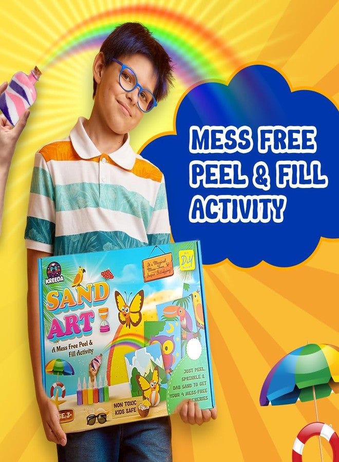 KREEDA- Sand Art actvity kit & Sticker Craft Kit for Kids (Age 5+) | 6 Designs DIY Animal , Birds & Butterfly & Princess Set | 50+ Colourful Stickers | Fun Learning Art & Fun Hands-On Activity, Gifts for Ages 4, 5, 6, 7, 8, 9, 10 - Image 4