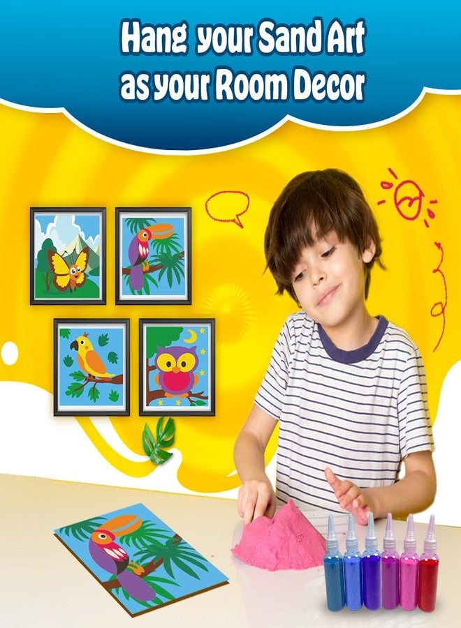KREEDA- Sand Art actvity kit & Sticker Craft Kit for Kids (Age 5+) | 6 Designs DIY Animal , Birds & Butterfly & Princess Set | 50+ Colourful Stickers | Fun Learning Art & Fun Hands-On Activity, Gifts for Ages 4, 5, 6, 7, 8, 9, 10 - Image 3