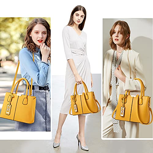 CHICAROUSAL Purses and Handbags for Women Leather Crossbody Bags Women's Tote Shoulder Bag (Yellow) - Image 2