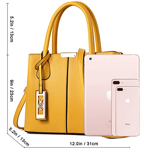 CHICAROUSAL Purses and Handbags for Women Leather Crossbody Bags Women's Tote Shoulder Bag (Yellow) - Image 5