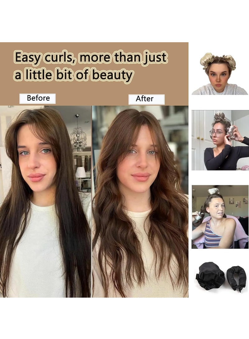 4PCS Heatless Curls , Hair Curler No Heat, Hair Curlers Rollers with Hair Caps, Heatless Curling Rod Headband, Hair Curlers for Long Hair, Hair Styling Tools for Women (Pink) - Image 4