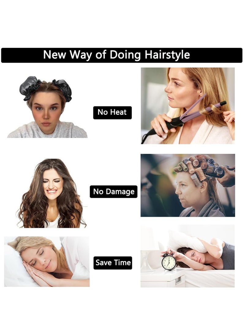 4PCS Heatless Curls , Hair Curler No Heat, Hair Curlers Rollers with Hair Caps, Heatless Curling Rod Headband, Hair Curlers for Long Hair, Hair Styling Tools for Women (Pink) - Image 2