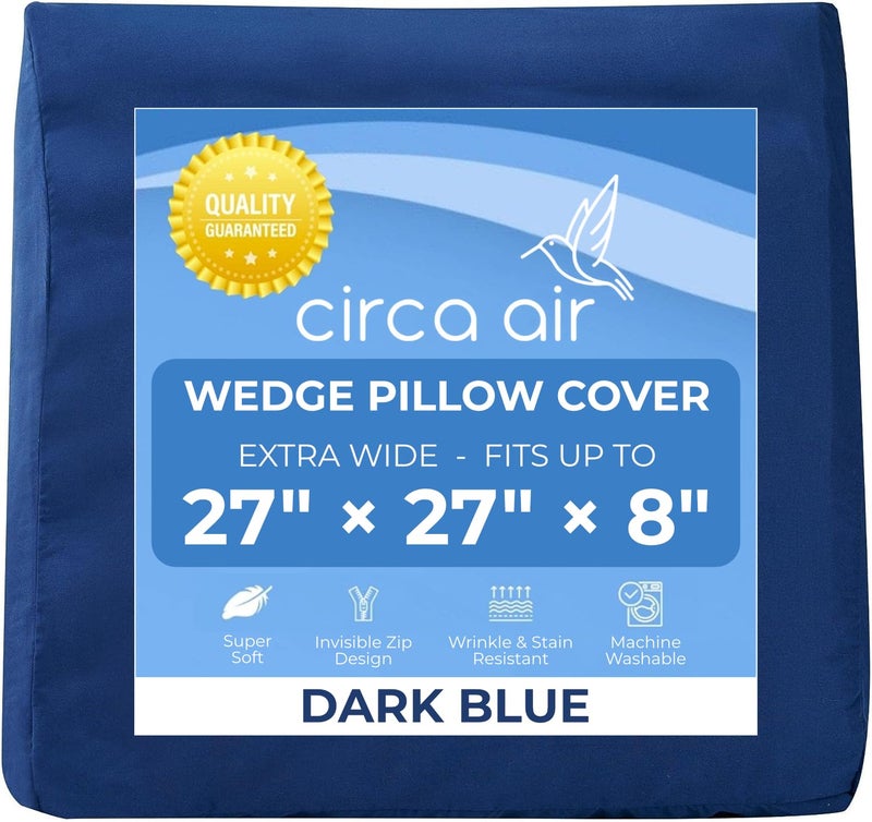 Circa Air Circa Air Wedge Pillow Cover  Ultra Soft 100 Microfiber Wedge Pillow Case 27x27x8 Zip Cover Extra Wide Large 