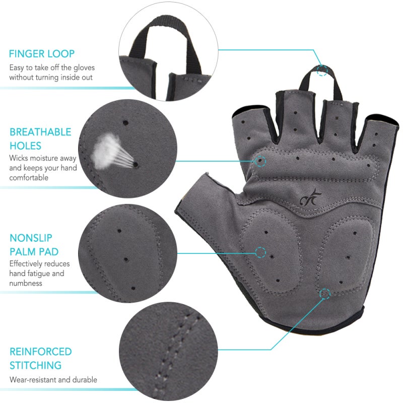 MOREOK Cycling Gloves XL Blue: Shock-Absorbing Padding, Wear-Resistant Microfiber Leather Palm - Ventilated Air Holes, Finger Loops for Easy Removal, Sweat Wipe for Road Cyclists - Image 3