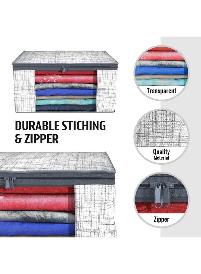 Kuber Industries Pack of 12 Saree Cover | Zip Closure Saree Cover | Clothes Storage Bag | Wardrobe Organizer | Transparent Window Saree Cover | Jute Printed | 9 Inch | Gray - Image 4