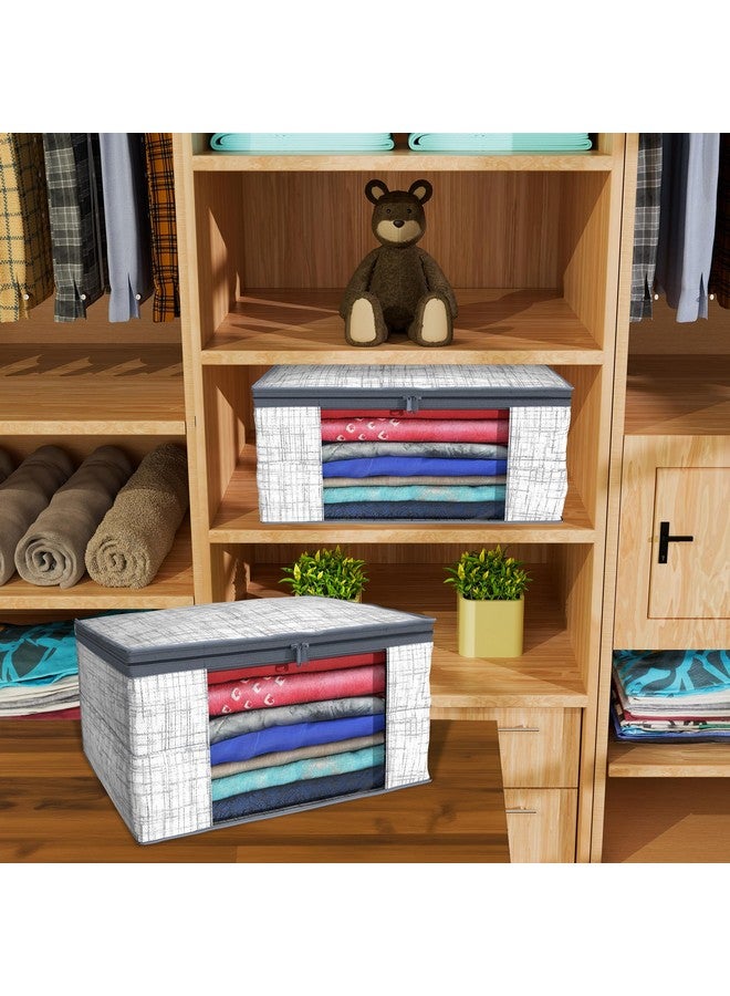 Kuber Industries Pack of 12 Saree Cover | Zip Closure Saree Cover | Clothes Storage Bag | Wardrobe Organizer | Transparent Window Saree Cover | Jute Printed | 9 Inch | Gray - Image 2