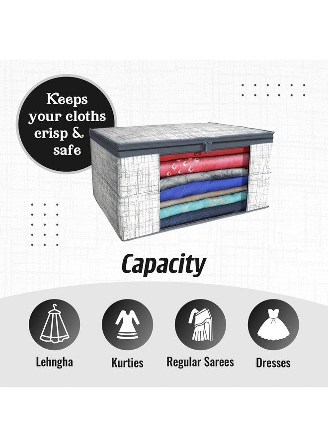 Kuber Industries Pack of 12 Saree Cover | Zip Closure Saree Cover | Clothes Storage Bag | Wardrobe Organizer | Transparent Window Saree Cover | Jute Printed | 9 Inch | Gray - Image 5