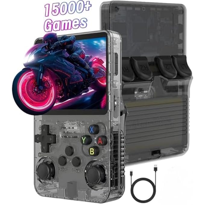 R36S HANDHELD GAME CONSOLE, 3.5 INCH IPS SCREEN OPEN SOURCE LINUX SYSTEM RETRO HANDHELD, 64G TF CARD 15000+ GAMES 10+ EMULATORS HANDHELD EMULATOR WITH DUAL 3D JOYSTICKS FOR BOYS AND GIRLS - Image 2