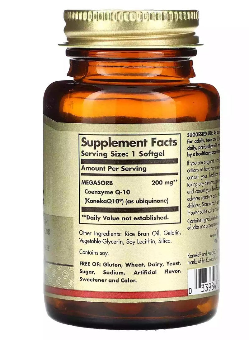 Solgar Vegan CoQ-10 200 Mg - 30 Softgels - Image 2