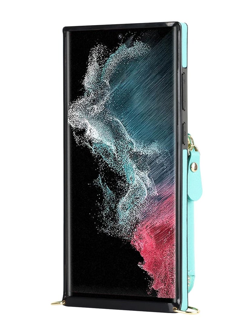 Suteni Crossbody Strap Back Cover Card Slots Leather Phone Case for Samsung - Image 2