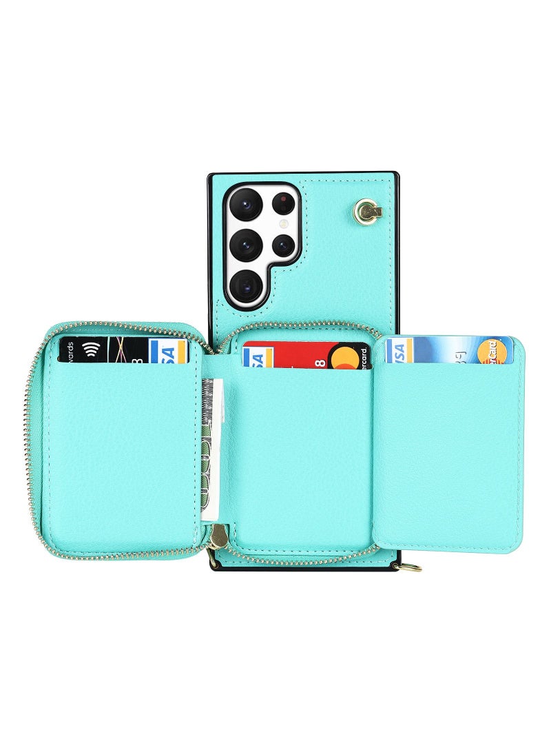 Suteni Crossbody Strap Back Cover Card Slots Leather Phone Case for Samsung - Image 3