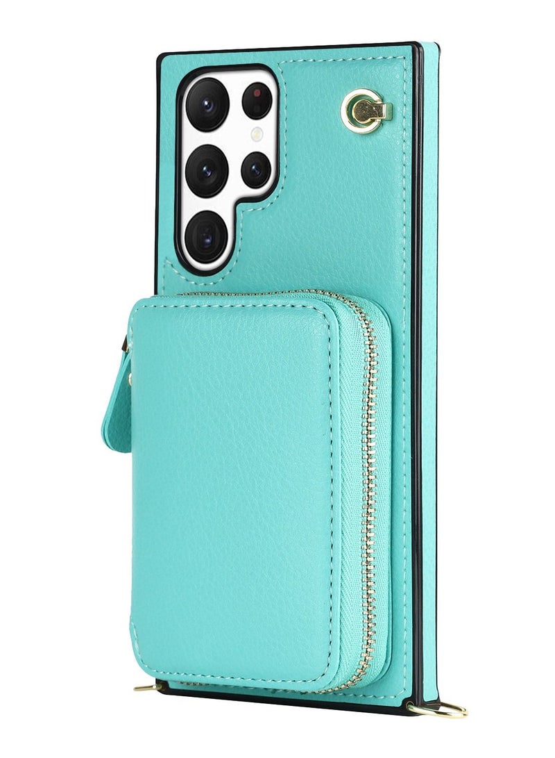 Suteni Crossbody Strap Back Cover Card Slots Leather Phone Case for Samsung - Image 1