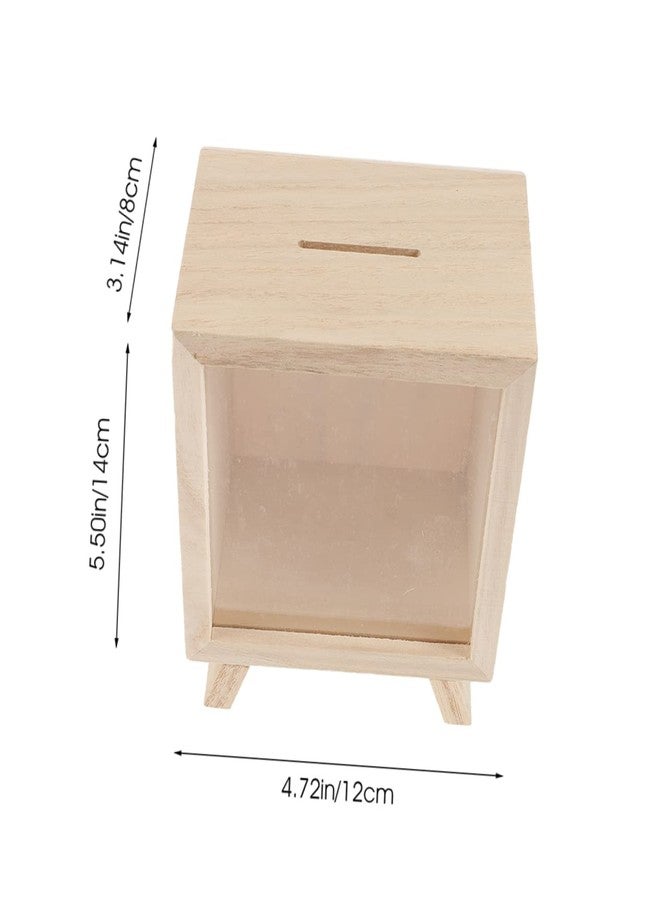 هيموتون حصالة نقود خشبية بواجهة شفافة للأطفال والكبار، وعاء غير قابل للكسر لتوفير المال، جامع إكراميات للمقهى والمنزل والمكتب والديكورات الاحتفالية - Image 2