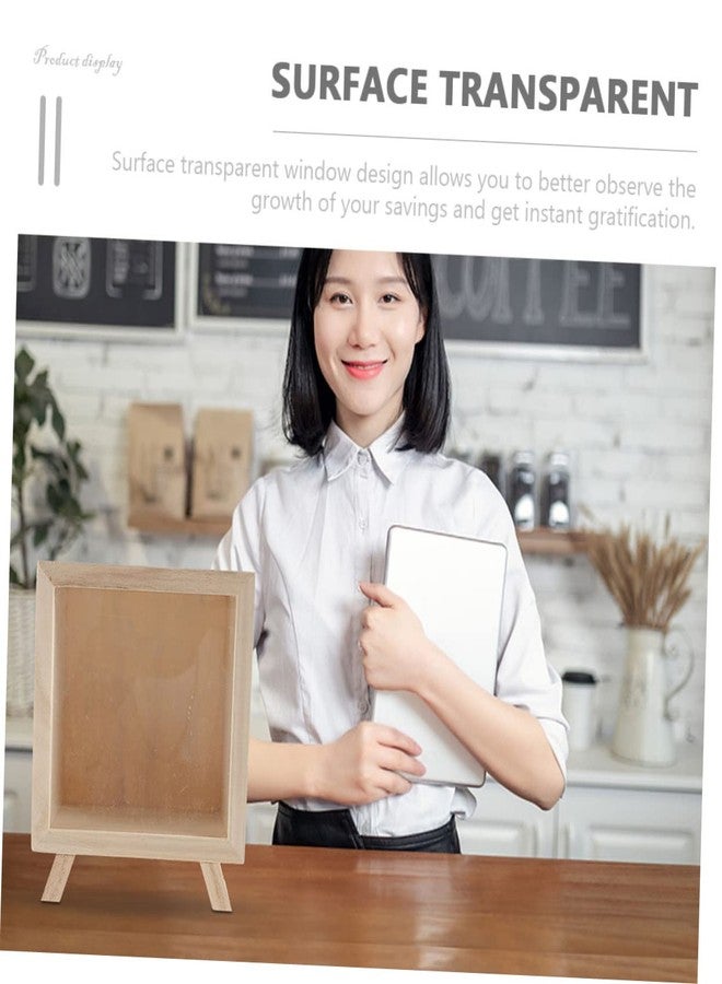 هيموتون حصالة نقود خشبية بواجهة شفافة للأطفال والكبار، وعاء غير قابل للكسر لتوفير المال، جامع إكراميات للمقهى والمنزل والمكتب والديكورات الاحتفالية - Image 3