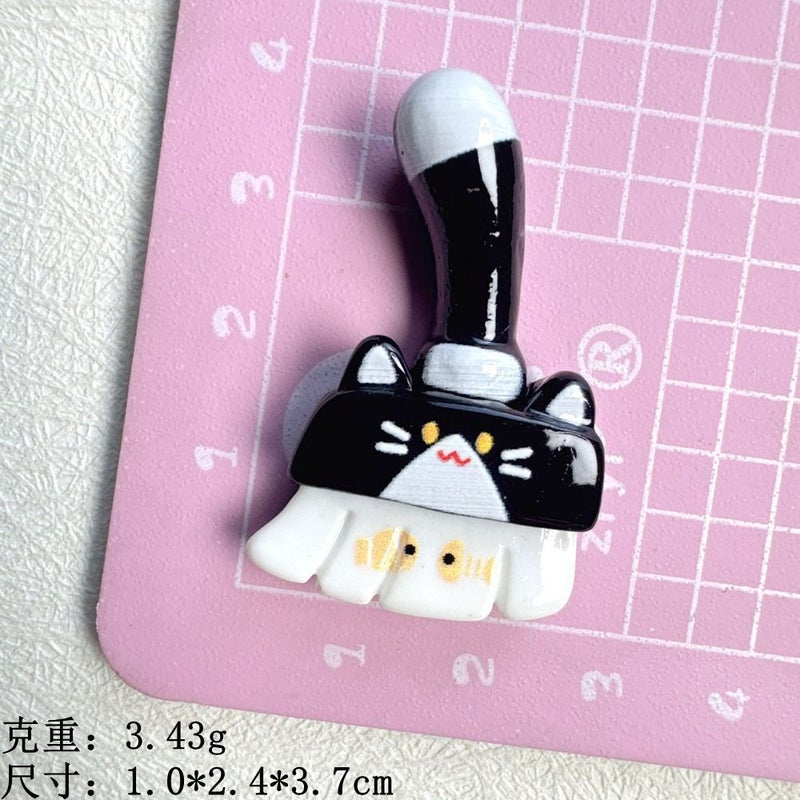 Cute Cartoon Cat Brush - Handmade Creative Cream Glue DIY Hair Clip, Phone Case Pendant & Resin Accessories