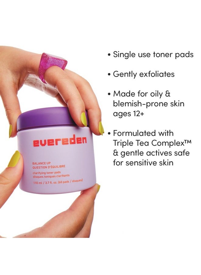 Evereden Evereden Balance Up Toner Pads for Face - Clean and Vegan Pre-Teen Water-Based Face Toner Pads with Green Tea, Chamomile, and White Tea For Oily and Pimple-Prone Skin - Balanced Skin & Clog-Free Pores  - Image 4