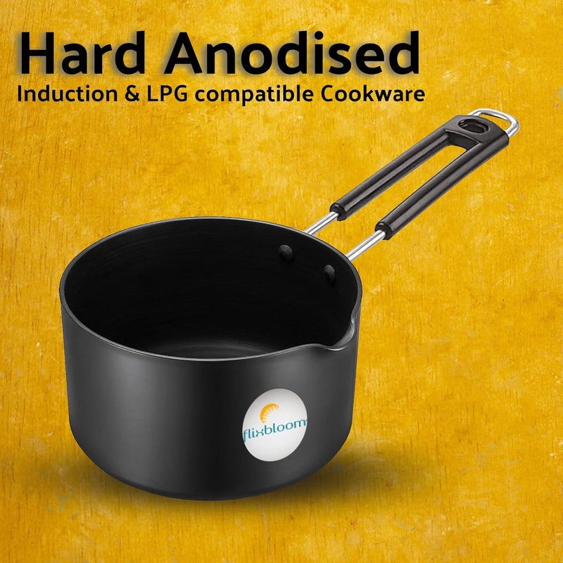 FLIXBLOOM Flixbloom Special 4 Pieces Induction Base Combo Cookware Set Hard Anodised Utensil Kadhai Frying Pan Fry Pan Sauce Pan Tawa 4LKadaiSauce Pan 15Frypan 4  - Image 2