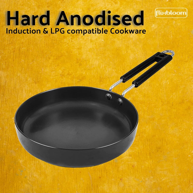 FLIXBLOOM Flixbloom Special 4 Pieces Induction Base Combo Cookware Set Hard Anodised Utensil Kadhai Frying Pan Fry Pan Sauce Pan Tawa 4LKadaiSauce Pan 15Frypan 4  - Image 5