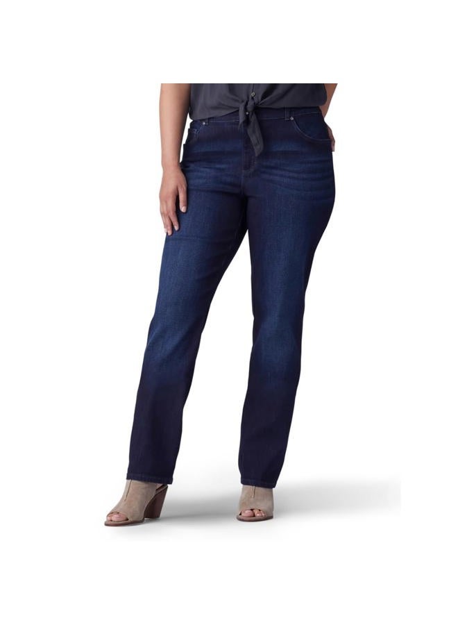 LEE Women's Plus Size Relaxed Fit Straight Leg Jean, niagara, 18W Long - Image 1