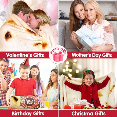 Jorbest Burrito Tortilla Throw Blanket Birthday Gifts for Women Men Teen Boys Girls, Novelty Tortilla Food Blanket Funny Gifts for Adult Kids, 285 GSM Soft Flannel Taco Blanket (Beige, 60 inches) - Image 3