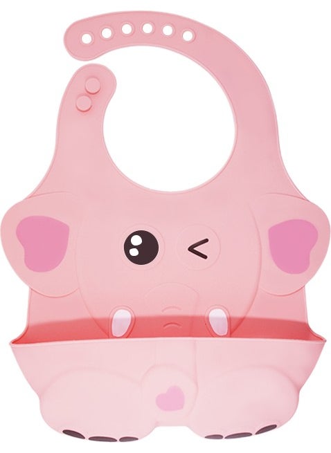 Agubugu Baby – Silicone Bib with Embossed Figures and Pockets - Pink 