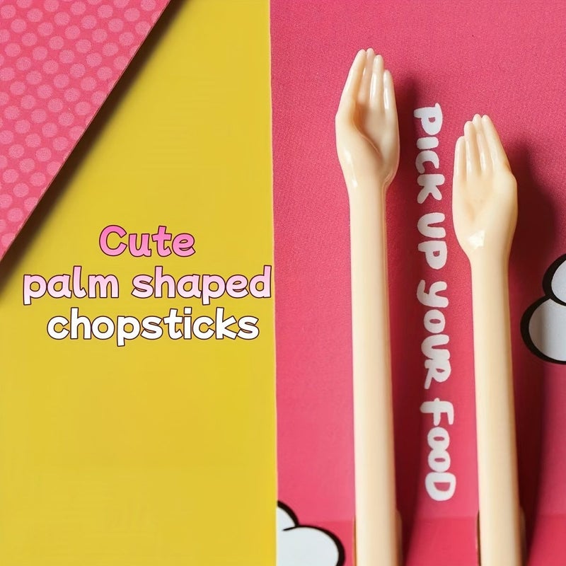 2 Pairs of Cute Mini Palm Shaped Chopsticks for Pet Food Pick Up Plastic Sturdy Durable Gift for Pet Lovers Friends Relatives - Image 2
