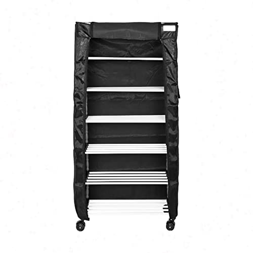 Generic MKW HEAVY DUTY , CLASSY LOOK , MULTIPURPOSE , PREMIUM METAL (MADE IN INDIA) 6 SHELVES SHOE RACK WITH COVER AND WHEELS (COLOR OF COVER MAY VARY) Metal Collapsible Shoe Stand - Image 1