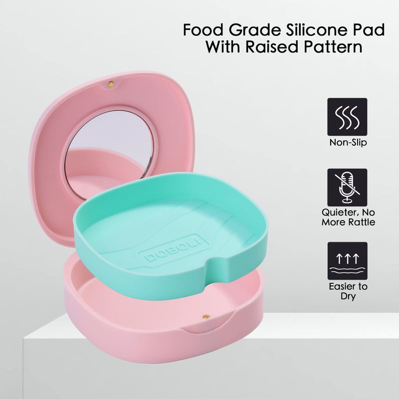 Doboli Retainer Case,Slim Aligner Mouth Guard Case Compatible with Invisalign Pink - Image 4