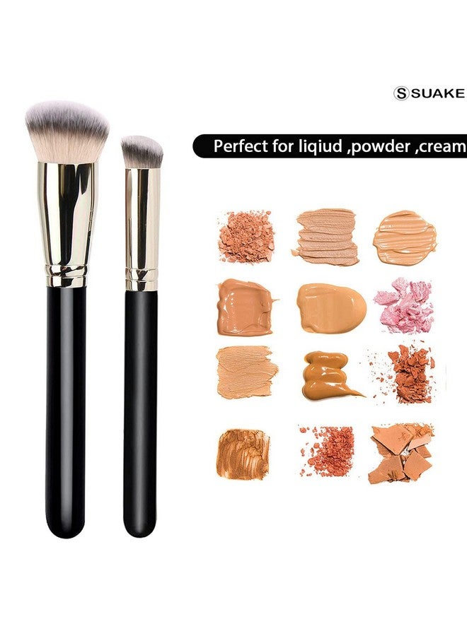 SUAKE 10 Pcs Professional Makeup Brush Set Made Of Premium Synthetic Bristles With Ultra Soft Powder Brush, Foundation Brush For Face Makeup & Eyeshadow Brush For Makeup (Pack Of 10) ( Black And Silver ) - Image 4