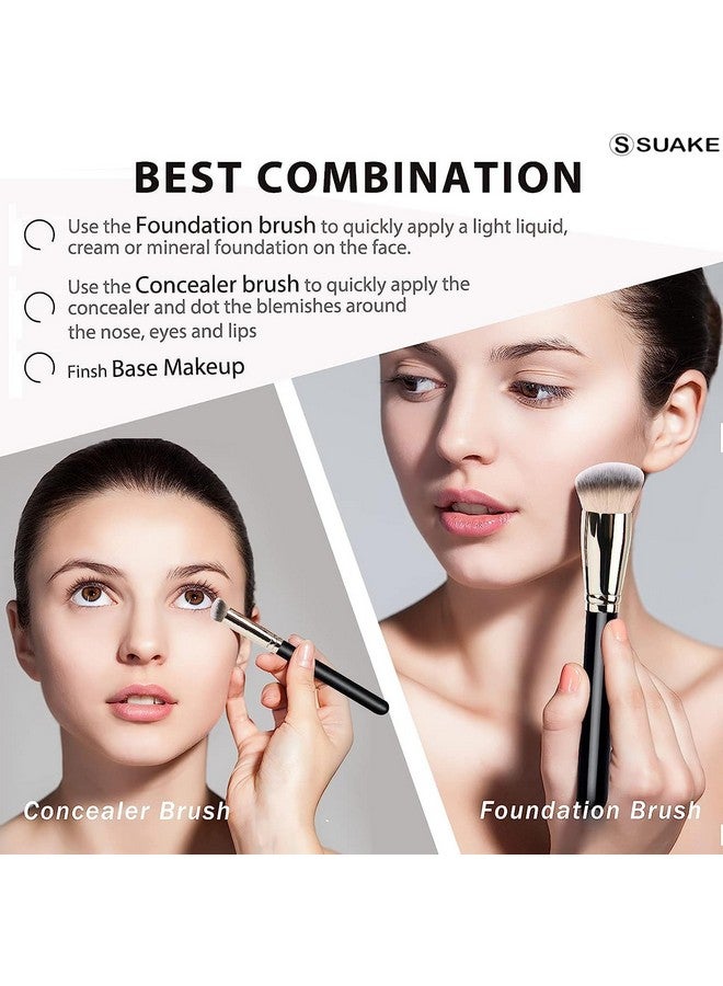 SUAKE 10 Pcs Professional Makeup Brush Set Made Of Premium Synthetic Bristles With Ultra Soft Powder Brush, Foundation Brush For Face Makeup & Eyeshadow Brush For Makeup (Pack Of 10) ( Black And Silver ) - Image 3