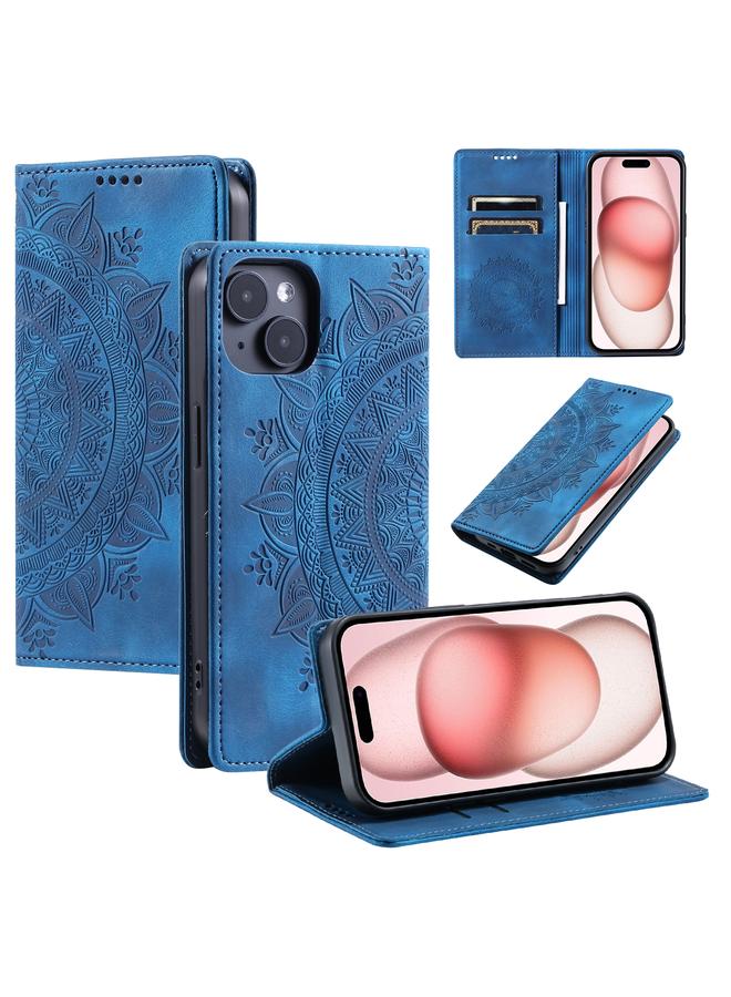 S-TOP Case For iPhone 14 Plus Totem Embossed Magnetic Leather Phone Case - Image 1