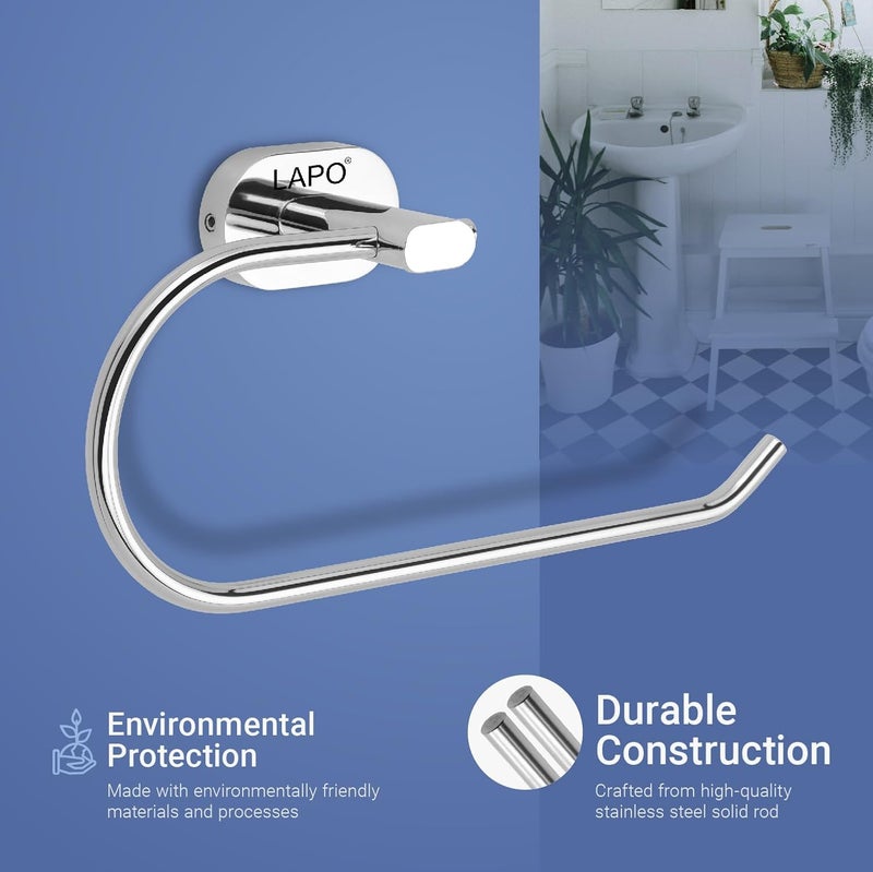 LAPO LAPO 304 Stainless Steel Towel Holder Ring Towel Stand Durable RustResistant WallMounted for Bathroom Kitchen Wash Area Chrome Finish Pack of 1 pc kik Series  - Image 2