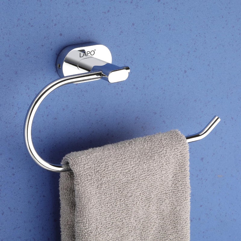 LAPO LAPO 304 Stainless Steel Towel Holder Ring Towel Stand Durable RustResistant WallMounted for Bathroom Kitchen Wash Area Chrome Finish Pack of 1 pc kik Series  - Image 1