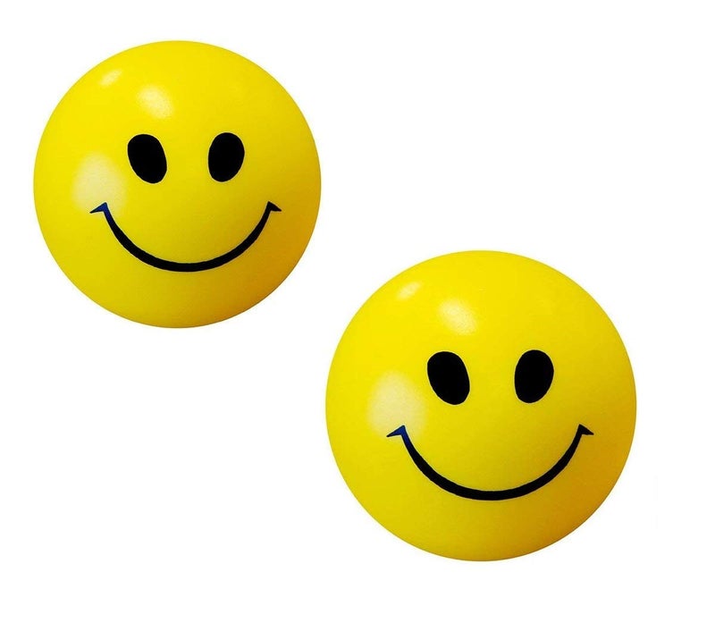 Stress Reliver Smiley Ball (Multicolour) - 2 Pieces