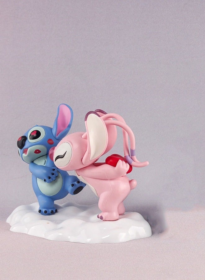 HALAMODO Stitch 2-Pieces Kissing Toy Figure, Desk Ornament, Birthday Gift for Boys and Girls 12.9 cm  - Image 2
