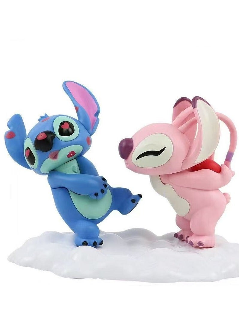 HALAMODO Stitch 2-Pieces Kissing Toy Figure, Desk Ornament, Birthday Gift for Boys and Girls 12.9 cm  - Image 1