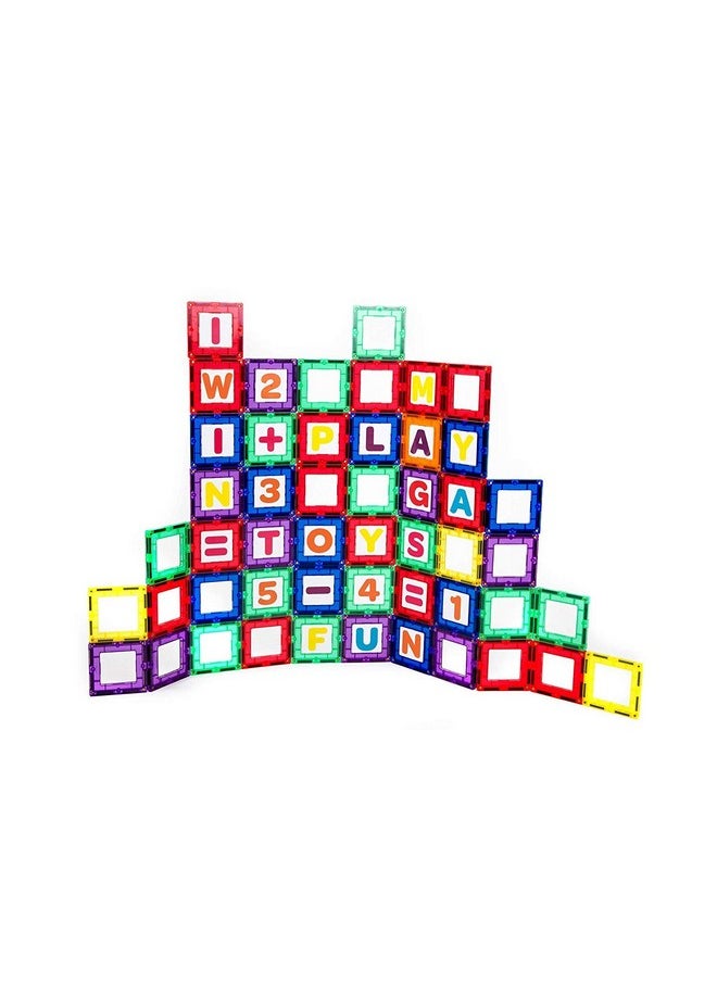 Playmags Playmags Magnetic Tile Building Set: Exclusive Educational Clickins - 80-Pc. Kit: 40 Super Strong Clear Color Magnet Tiles Windows & 40 Letters & Numbers - Stimulate Creativity & Brain Development  - Image 4