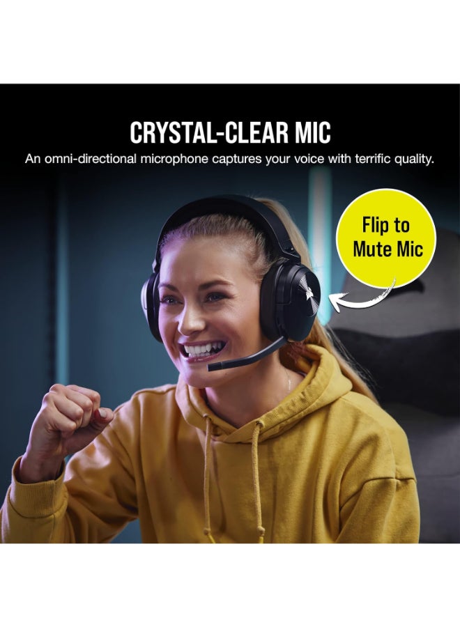 CORSAIR Hs55 Wireless Gaming Headset, Carbon, Low-Latency 2.4Ghz Wireless Or Bluetooth, Dolby Audio 7.1 Surround Sound On Pc And Mac, Omni-Directional Microphone With Flip-To-Mute Function - Image 5