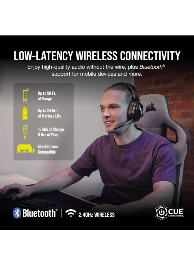 CORSAIR Hs55 Wireless Gaming Headset, Carbon, Low-Latency 2.4Ghz Wireless Or Bluetooth, Dolby Audio 7.1 Surround Sound On Pc And Mac, Omni-Directional Microphone With Flip-To-Mute Function - Image 2