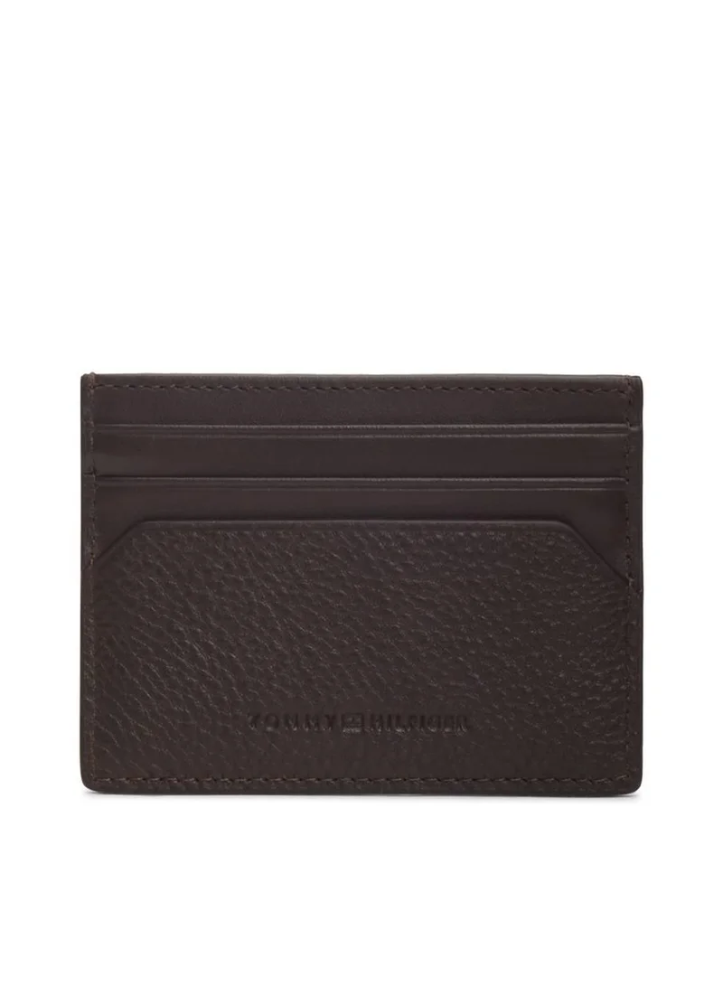 Tommy Hilfiger Coffee Bean Leather Signature Plaque Card Holder for Men | Best Price UAE