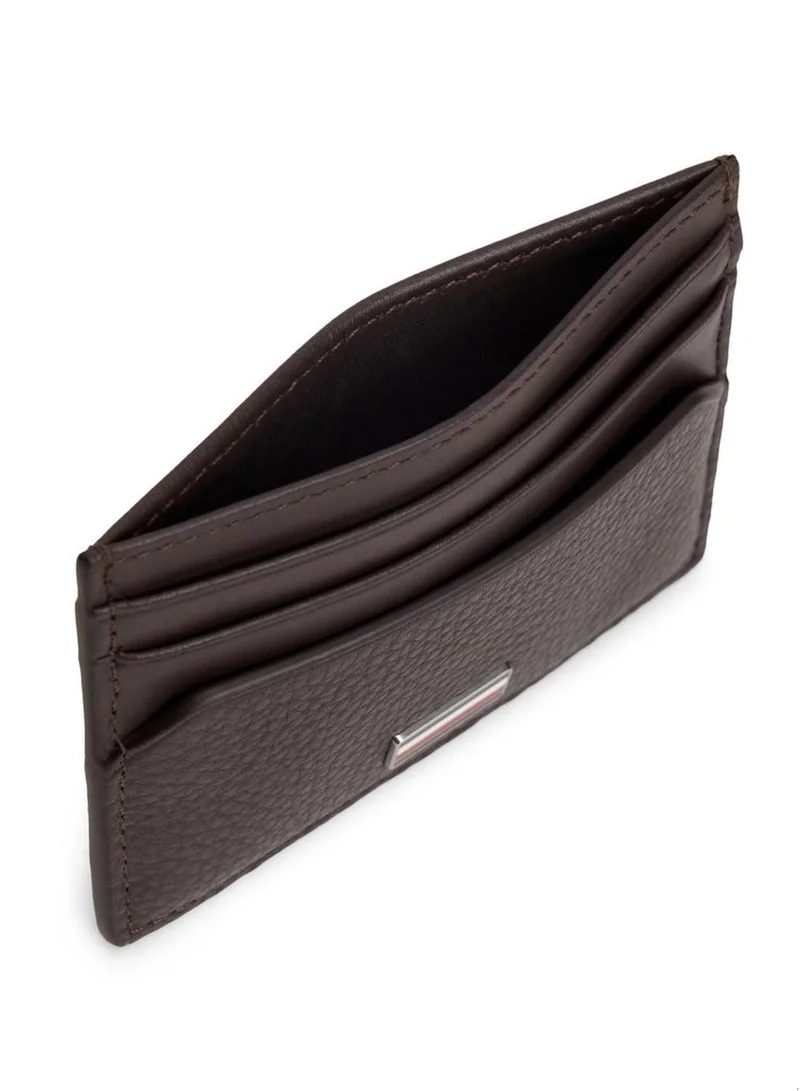Tommy Hilfiger Coffee Bean Leather Signature Plaque Card Holder for Men | Best Price UAE