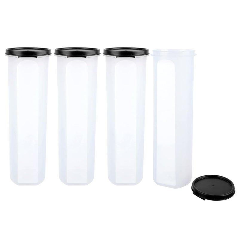 Cutting EDGE Smart Slim Storage 11 Litre Set of 4 AirTight Plastic Round Modular Container for Spaghetti Pasta Juice Snacks Stackable BPA Free 1100ML Black - Image 5