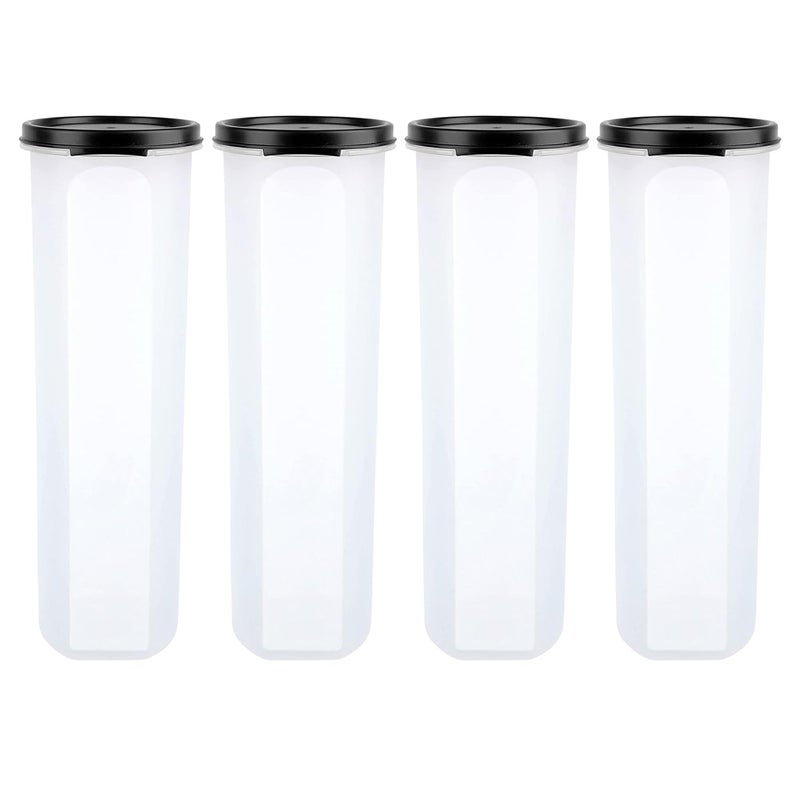 Cutting EDGE Smart Slim Storage 11 Litre Set of 4 AirTight Plastic Round Modular Container for Spaghetti Pasta Juice Snacks Stackable BPA Free 1100ML Black - Image 4