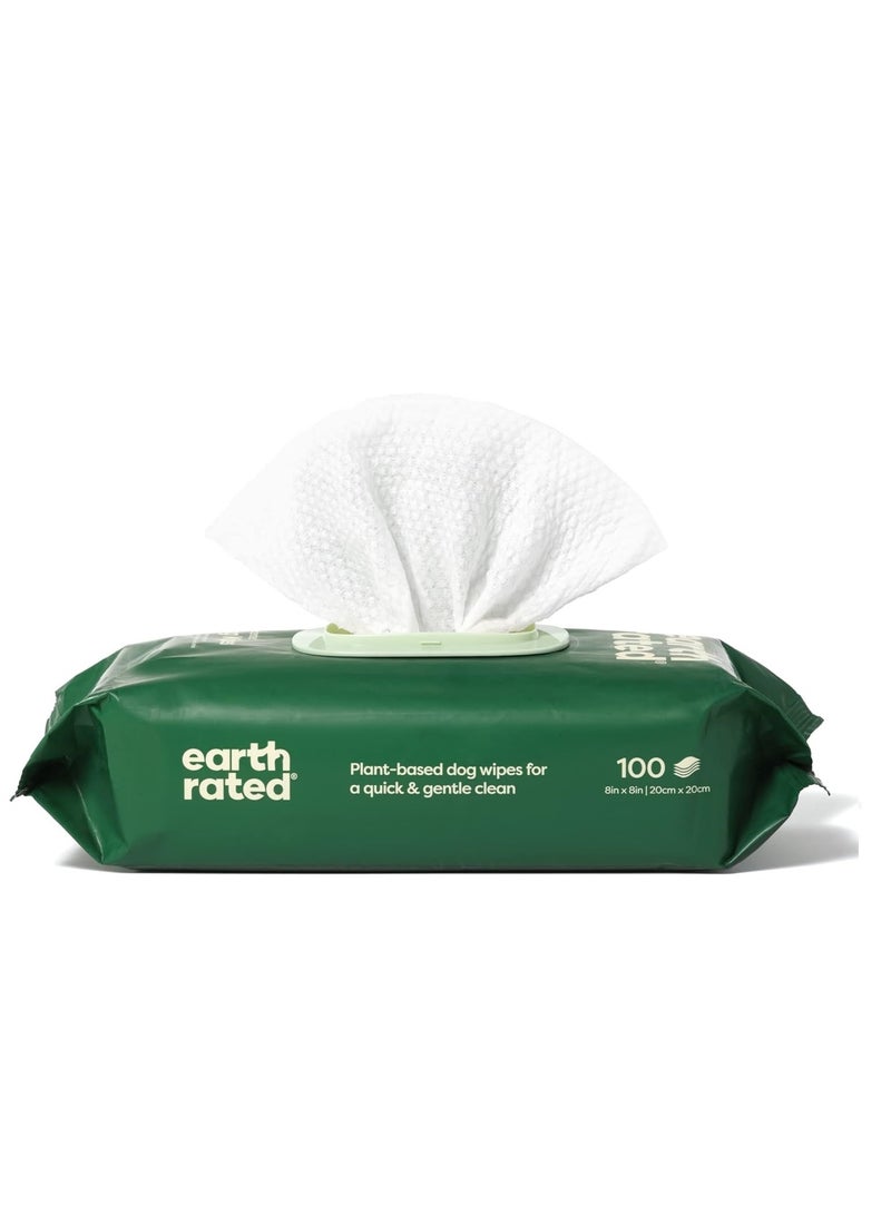 Earth Rated مناديل تنظيف للكلاب مصنوعة من نباتات سميكة بدون رائحة 100 قطعة - Image 1