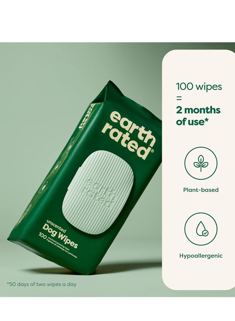 Earth Rated مناديل تنظيف للكلاب مصنوعة من نباتات سميكة بدون رائحة 100 قطعة - Image 3
