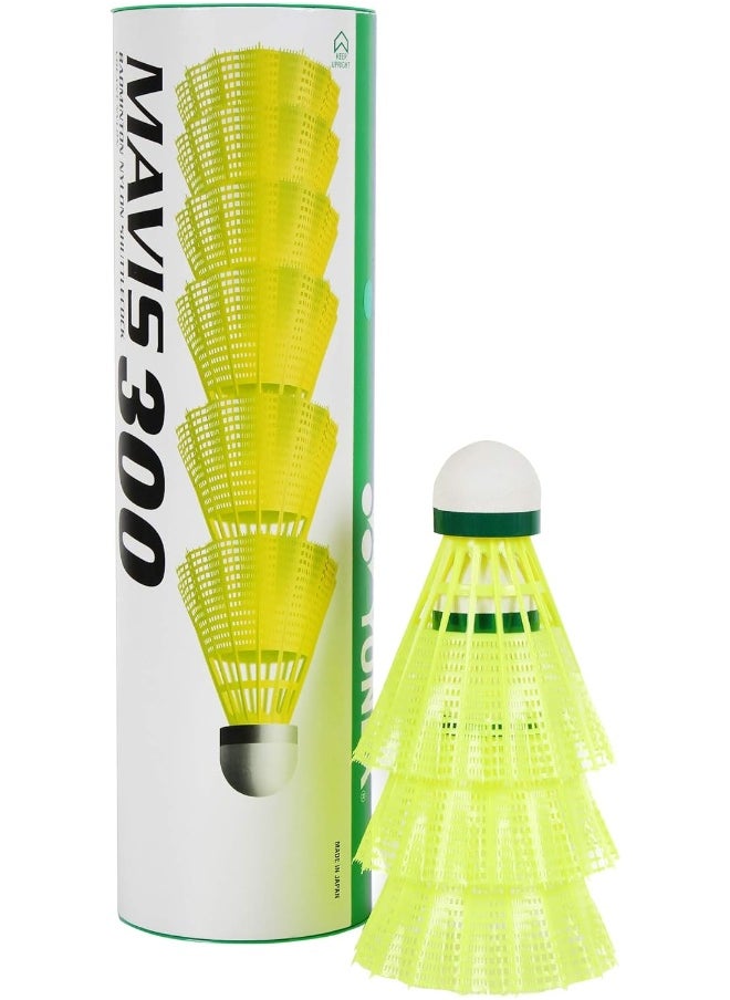 Yonex - Mavis 300 Green Cap Nylon Shuttlecock - Yellow - Image 1