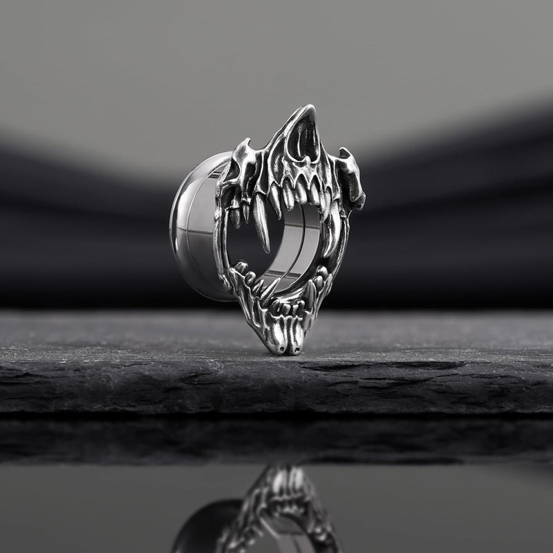 COOEAR Stainless Steel Tunnels, Open Mouth Sharp Teeth design Earring Plugs, Screw Back Piercing Expander Stretchers 1/2"(12mm). - Image 5