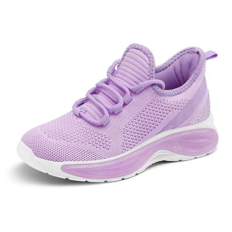 RUNSIDE Girls Lightweight Sneakers Kids Lace-up Tennis Running Shoes, Breathable Walking Shoes for Toddler/Little Kid/Big Kid Purple - Image 1